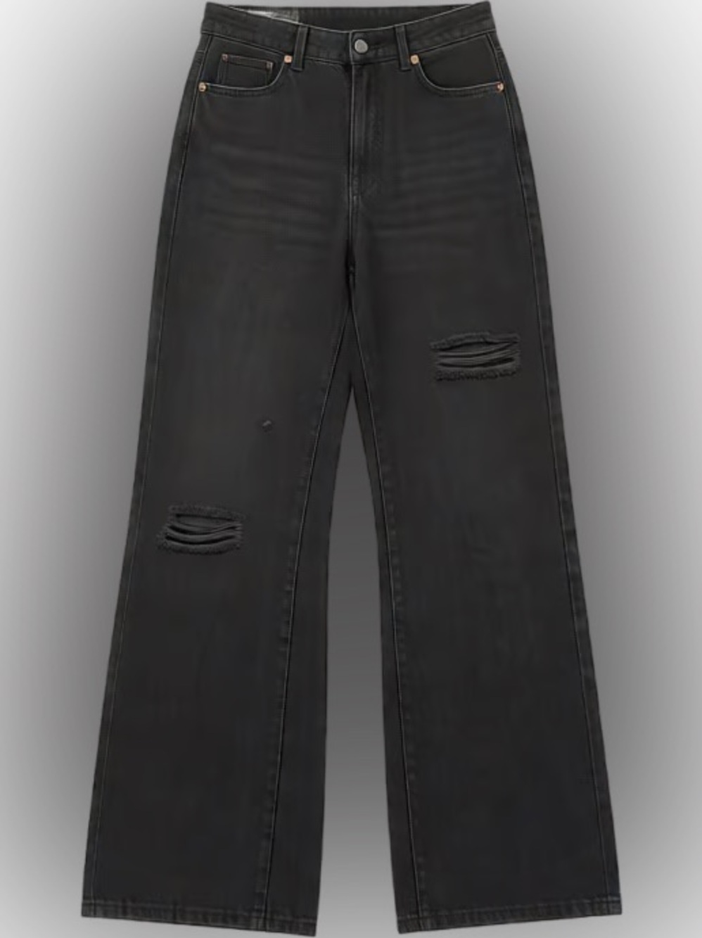 Black Distressed Wide-Leg Women’s Jeans
